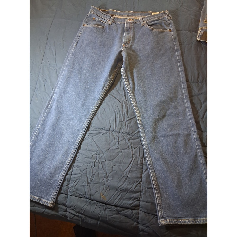 Wrangler Mens Straight Leg Jeans Medium Wash Blue Denim 34x30 1097FXVMD